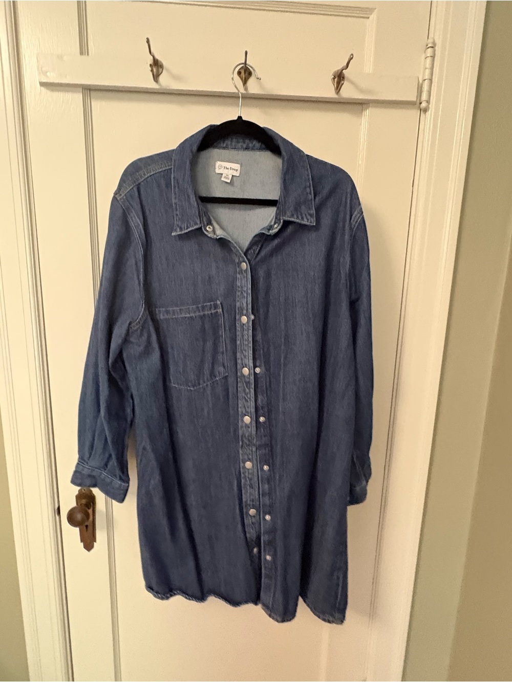 The Dress Shop Denim Midi Shirt Dress in Blue